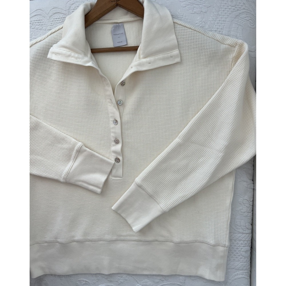 Negative Underwear Waffle Knit Pullover Womens L Cream Cotton NWOT $168